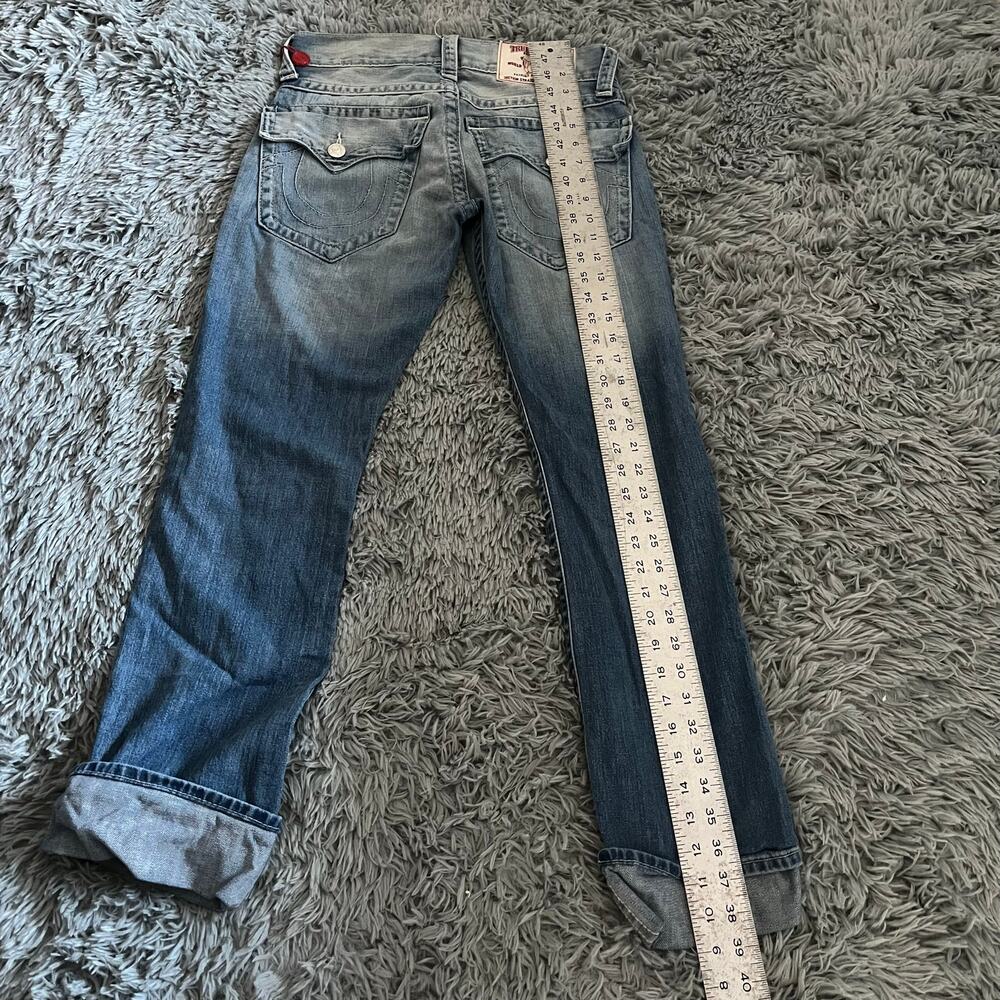True Religion Straight Flap Roll Blue Jeans Denim Womens 28 - Picture 8 of 8
